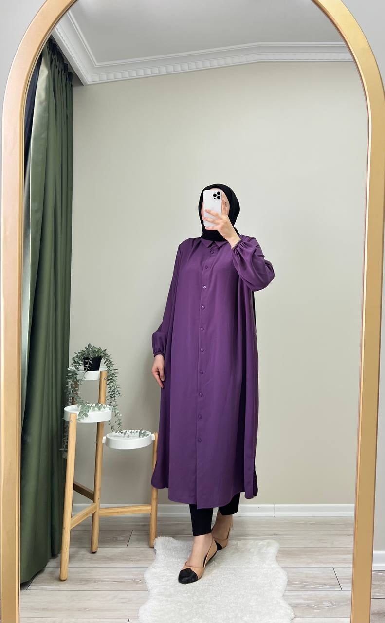 9509 - Uzun Bağlamalı Gömlek - Mor
