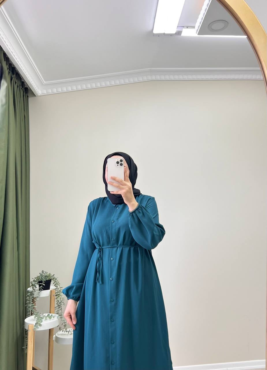 9509 - Uzun Bağlamalı Gömlek - Petrol