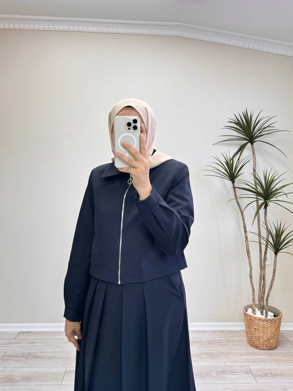 0352 - Fermuarlı Etek Takım - Siyah