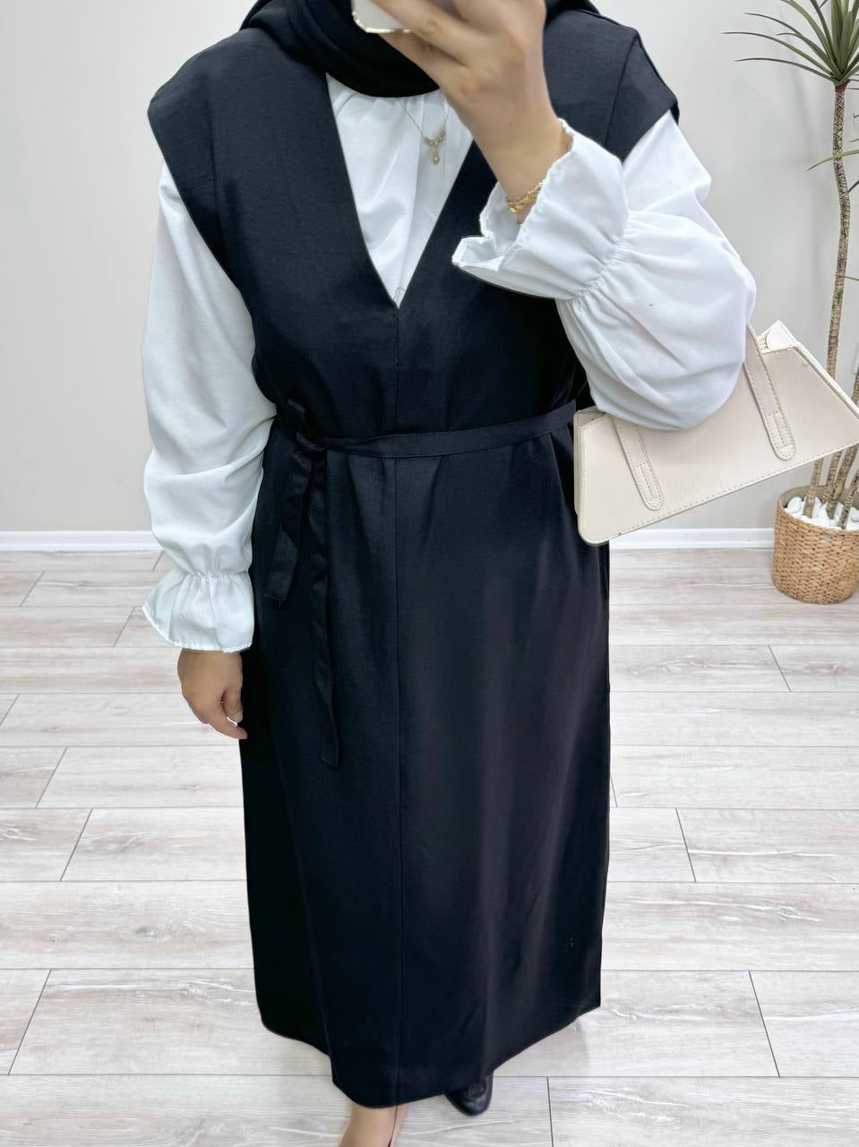 0437 - Kemerli Düz Jile - Siyah