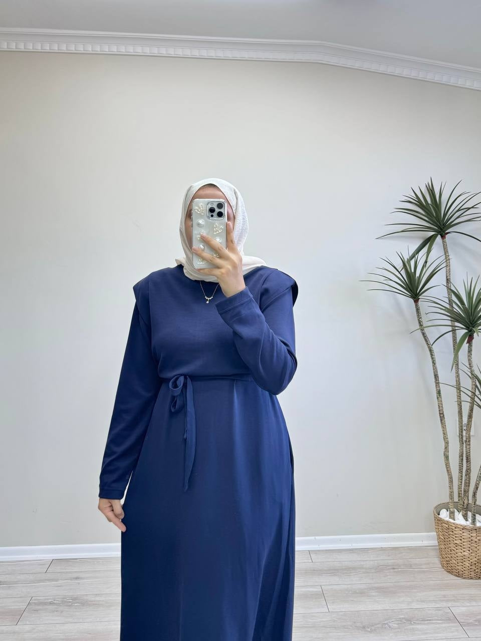 0143 - Vatkalı Elbise - Lacivert