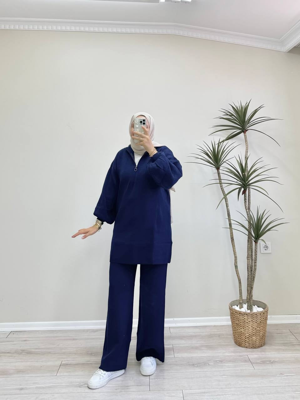 0529 - Düz Triko Pant. Takım - Lacivert