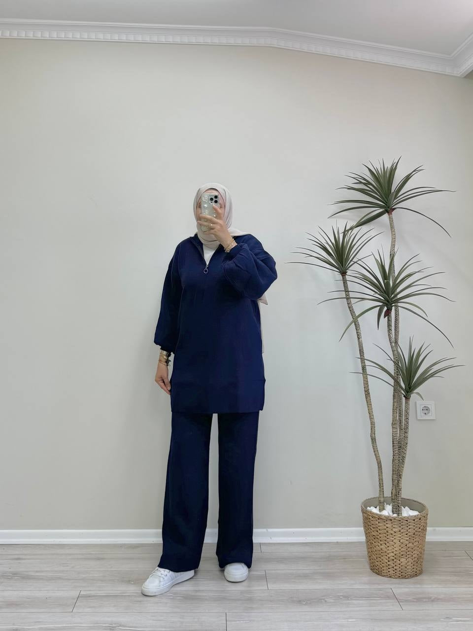 0529 - Düz Triko Pant. Takım - Lacivert