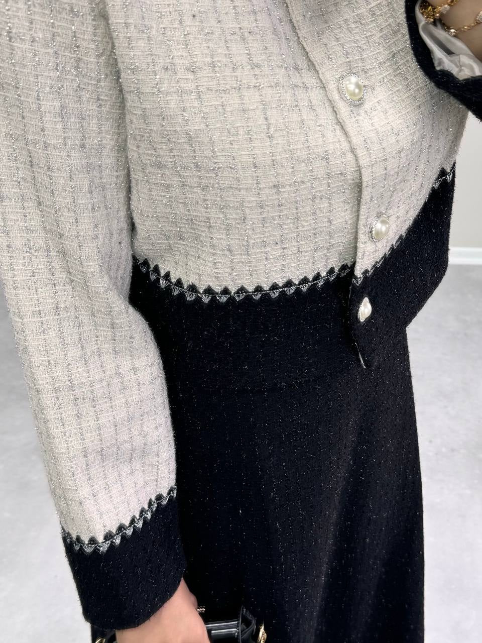 0642 - Simli Chanel Etek Takım - Siyah