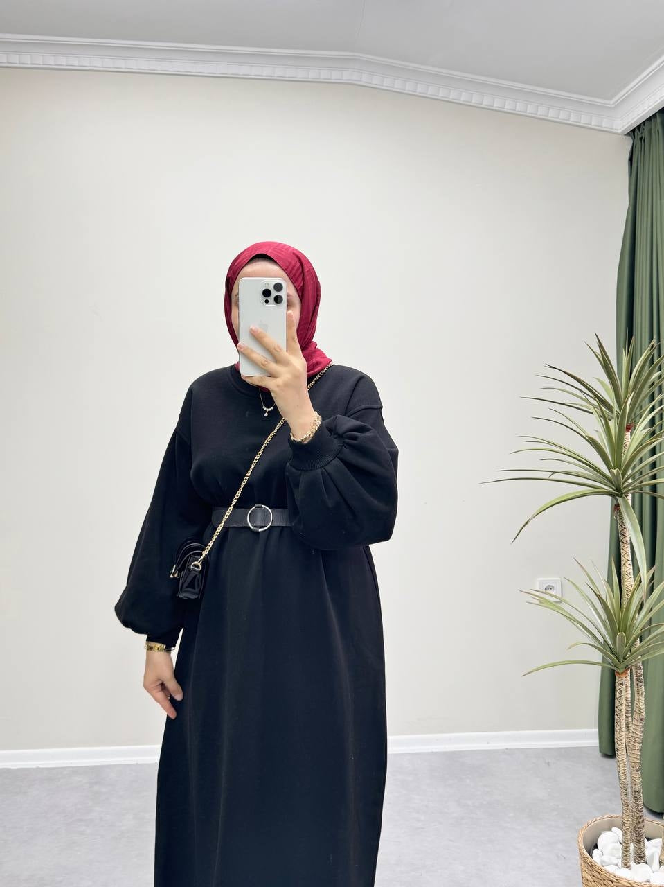 0703 - Sweat Elbise - Siyah