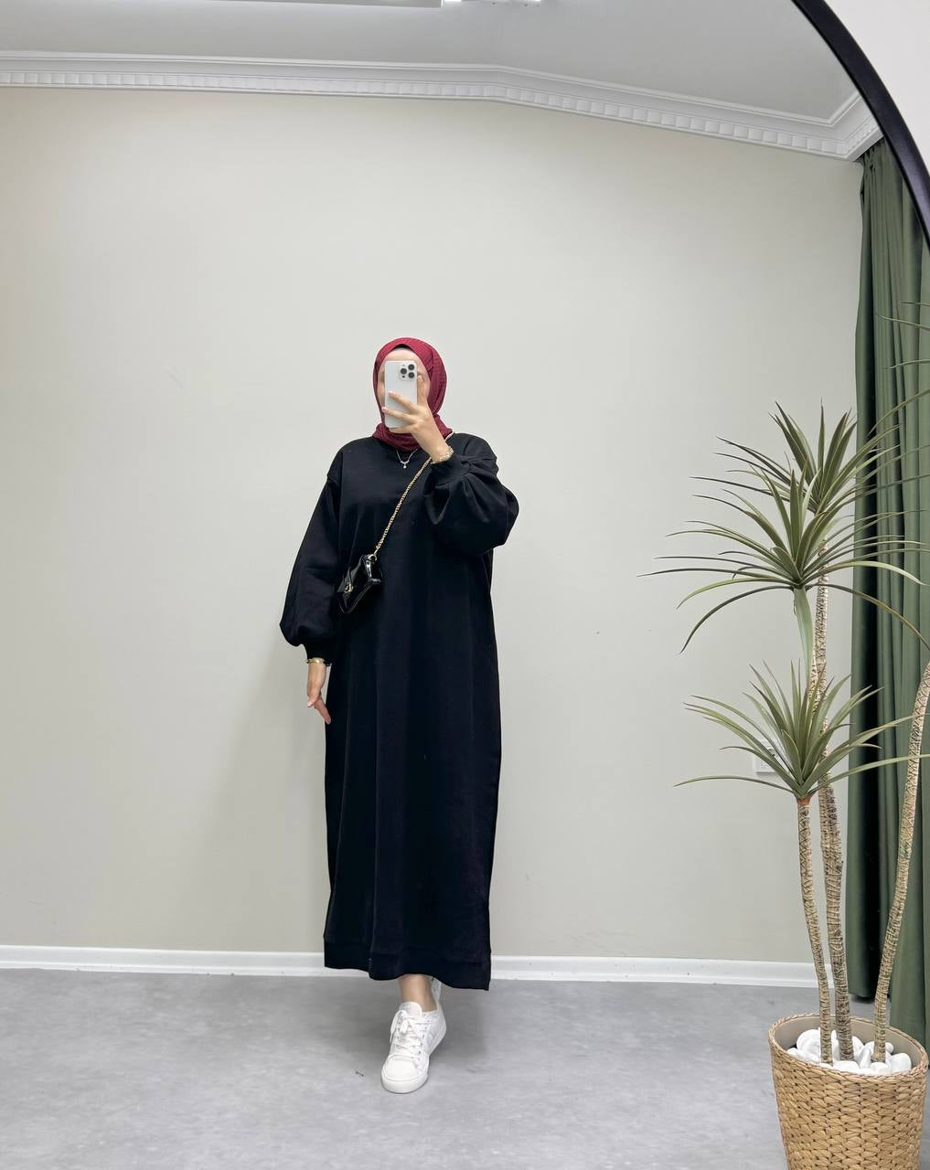 0703 - Sweat Elbise - Siyah