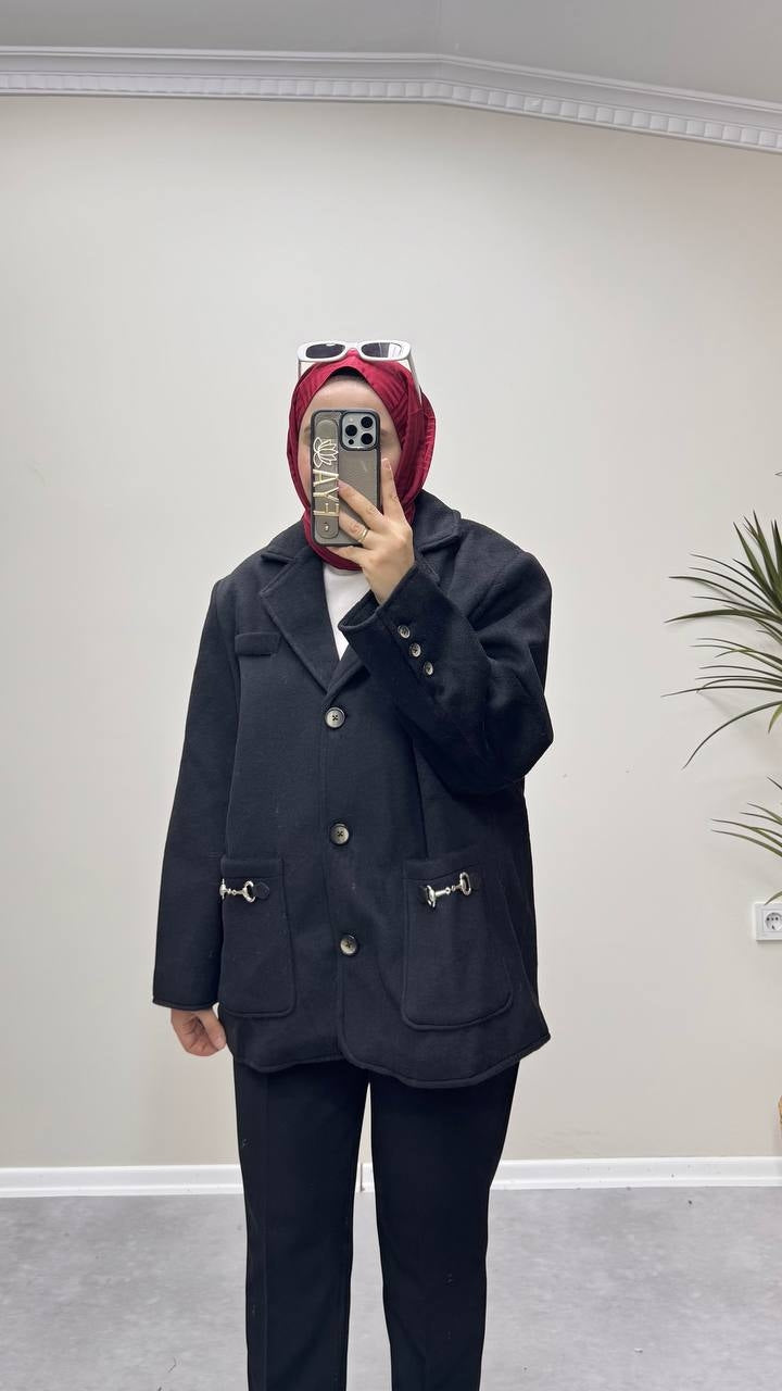 0963 - Kısa Kaban - Siyah