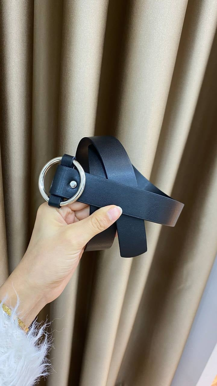 1250 - Yuvarlak Tokalı Kemer - Siyah