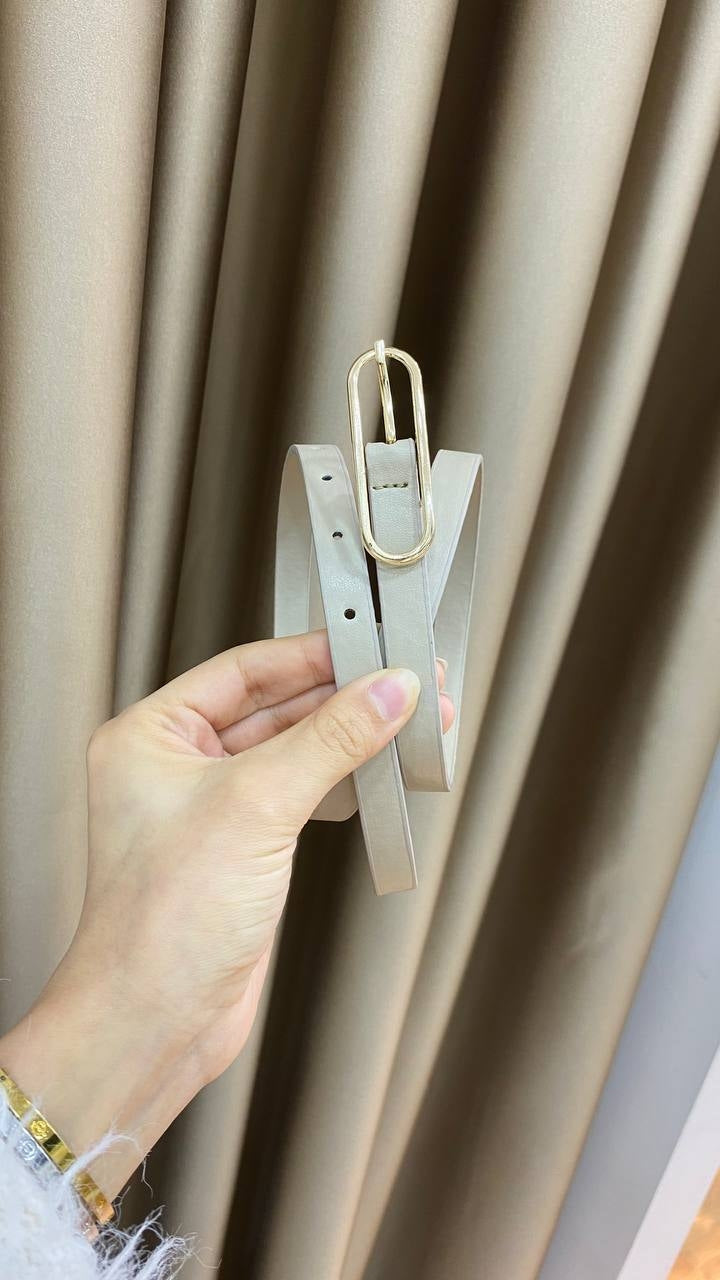 1250 - İnce Gold Tokalı Kemer - Krem