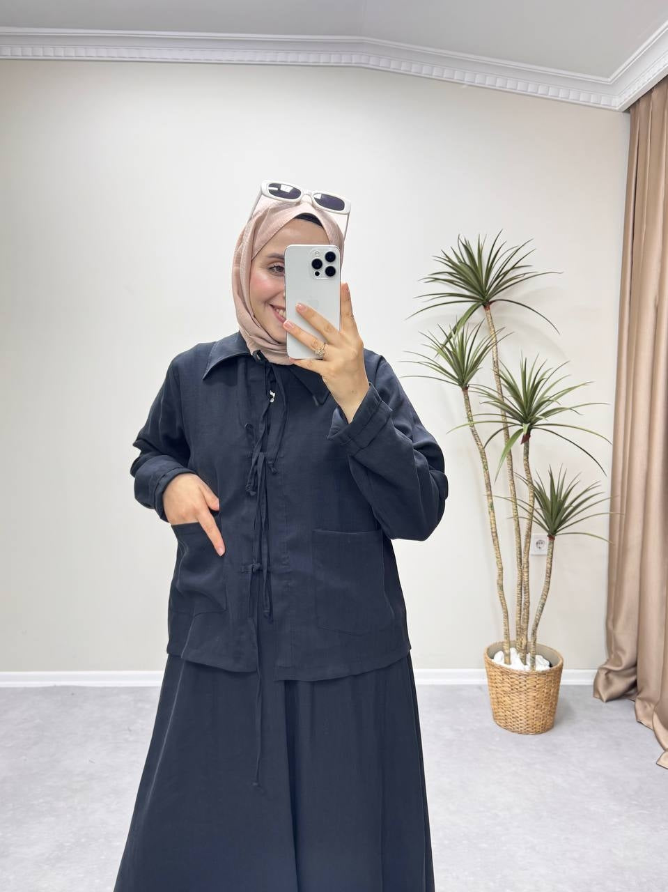 1212 - Fiyonk Bağlamalı Etek Takım - Siyah