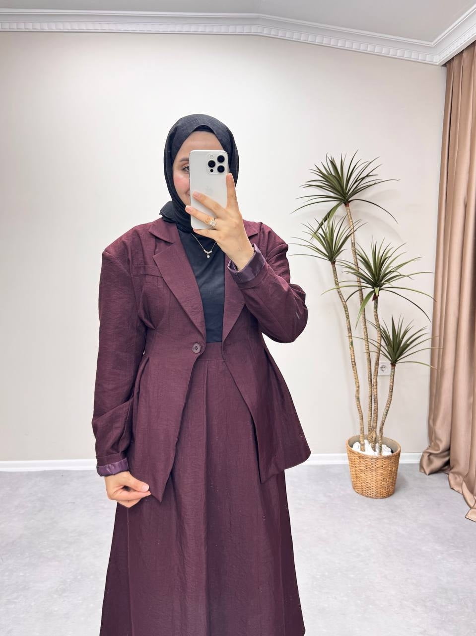 1243 - Ceket Etek Takım - Bordo