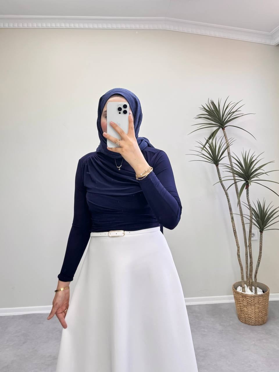 1359 - Drapeli Bluz - Lacivert