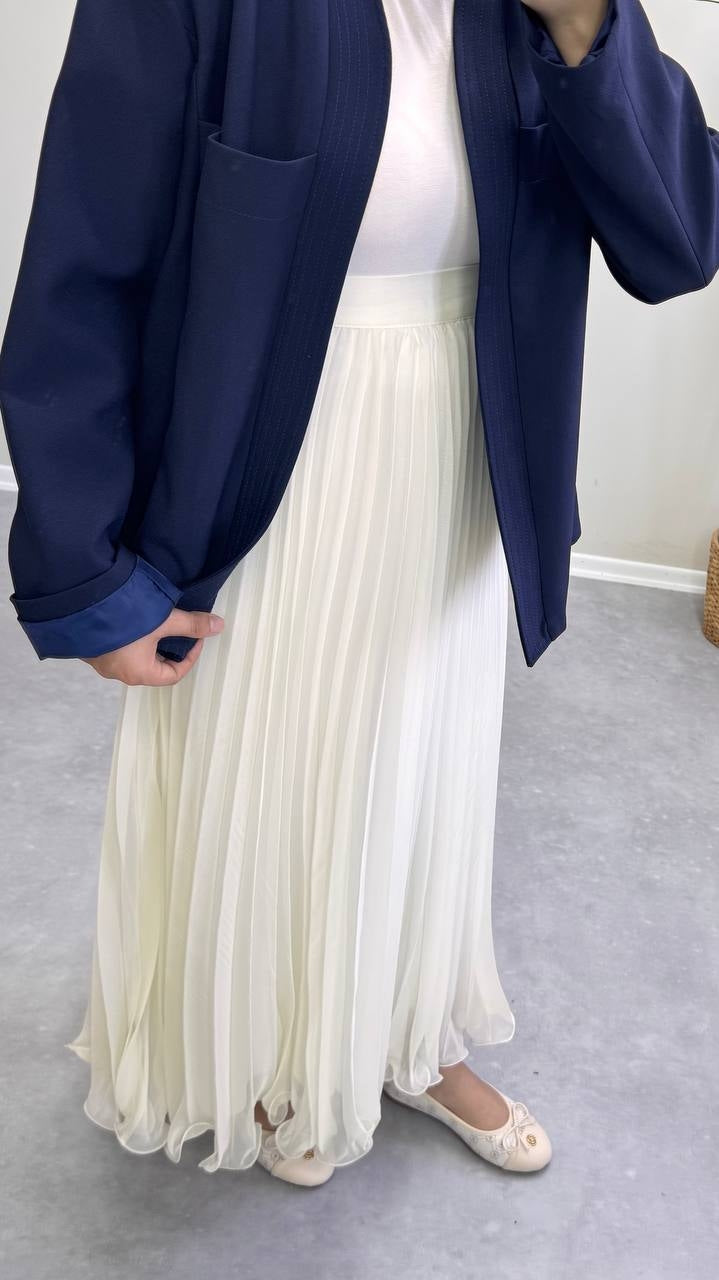 1649 - Fırfırlı Pileli Etek - Beyaz