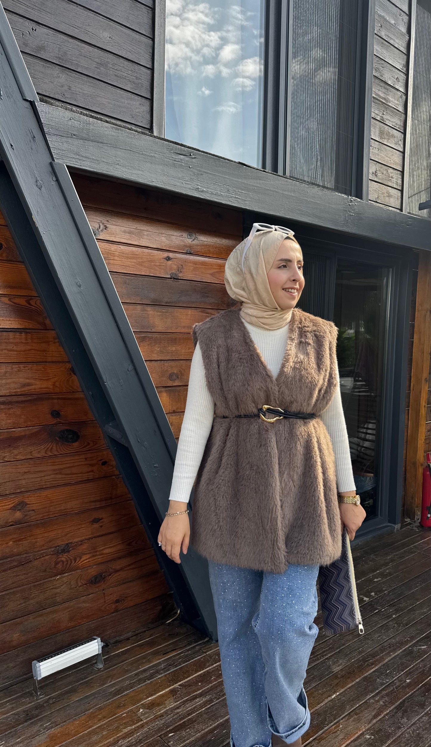 2714 - Kürk Yelek - Kahve