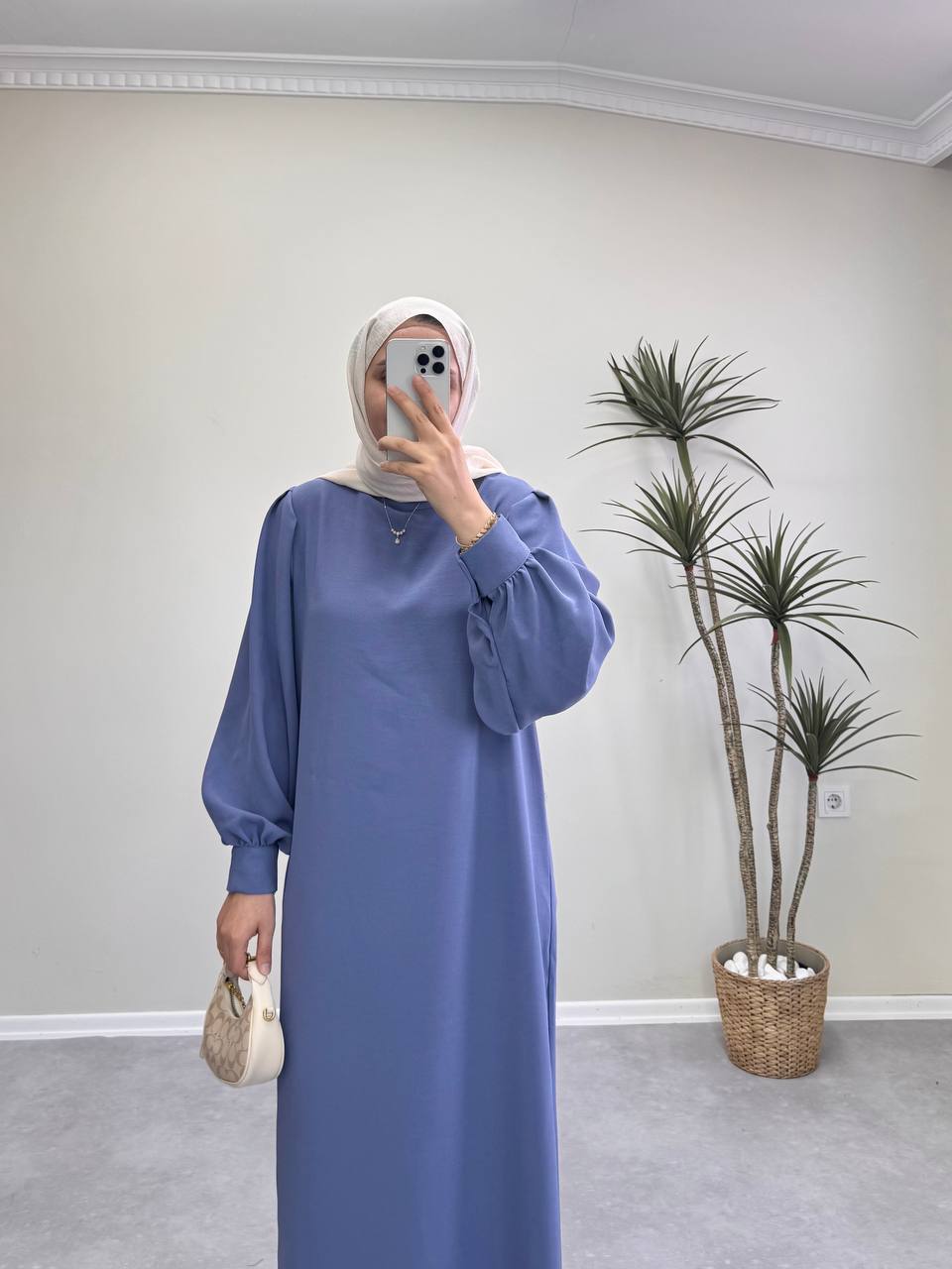 7154 - Kemerli Kalem Elbise - Leylak