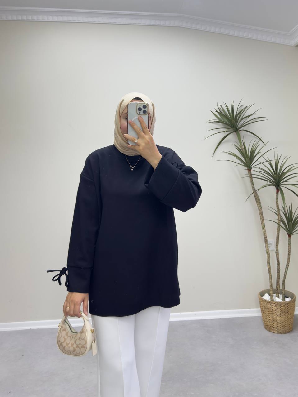 2738 - Bağlamalı Oysh Sweat - Siyah