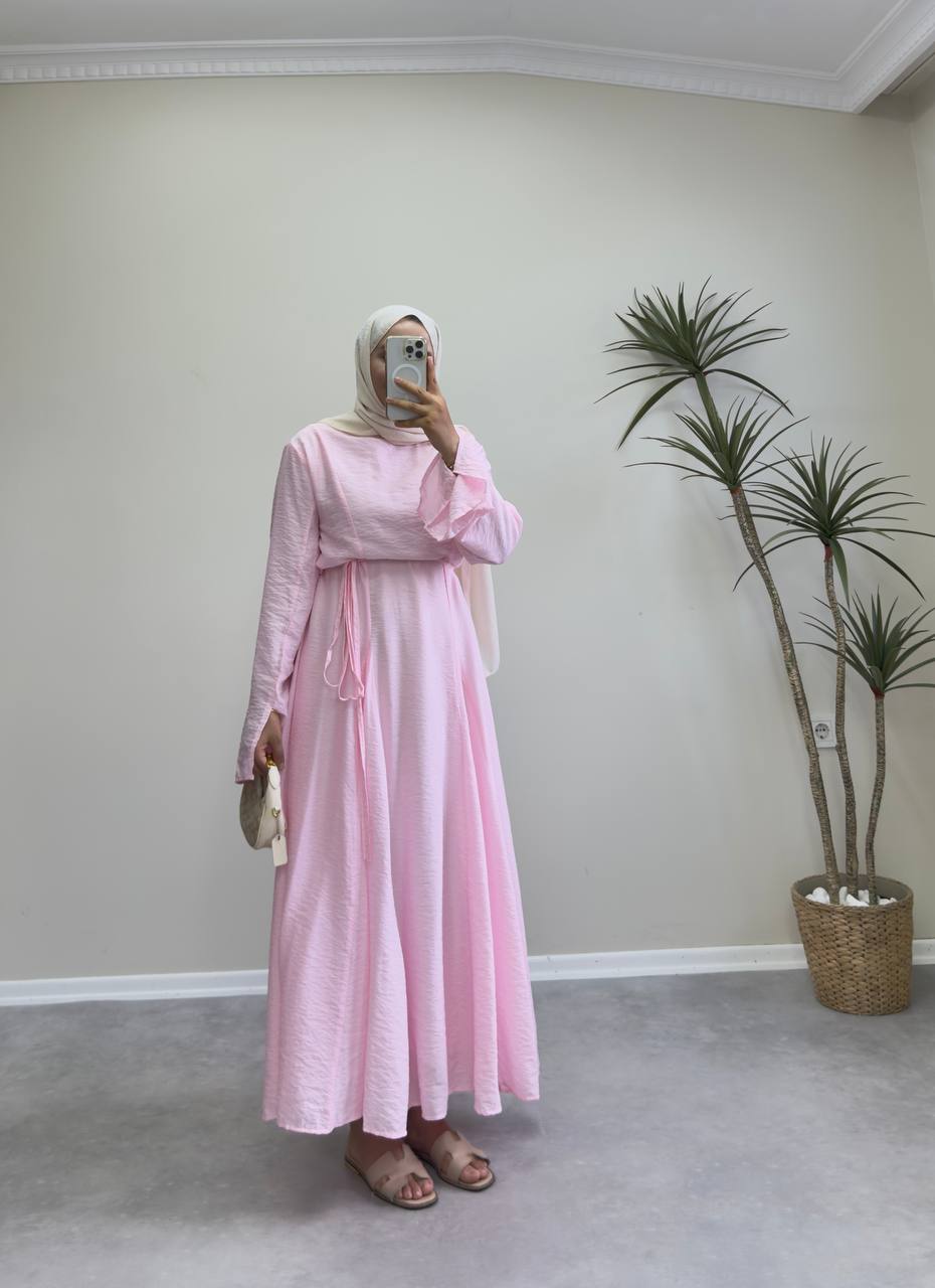 2172 - Eteği Kloş Elbise - Pembe