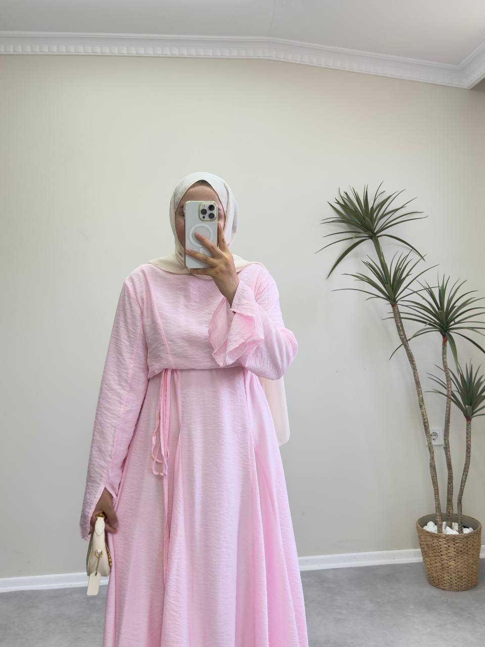 2172 - Eteği Kloş Elbise - Pembe