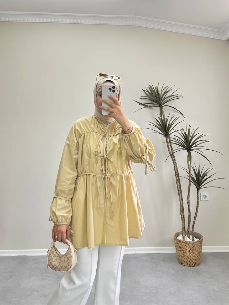 1601 - Bağlamalı Tunik - Soft sarı