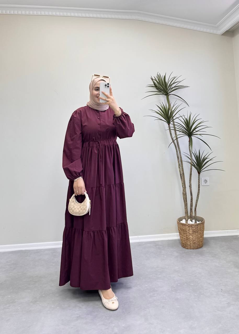 1687 - Katkat Elbise - Bordo