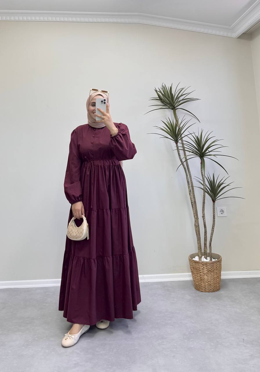 1687 - Katkat Elbise - Bordo