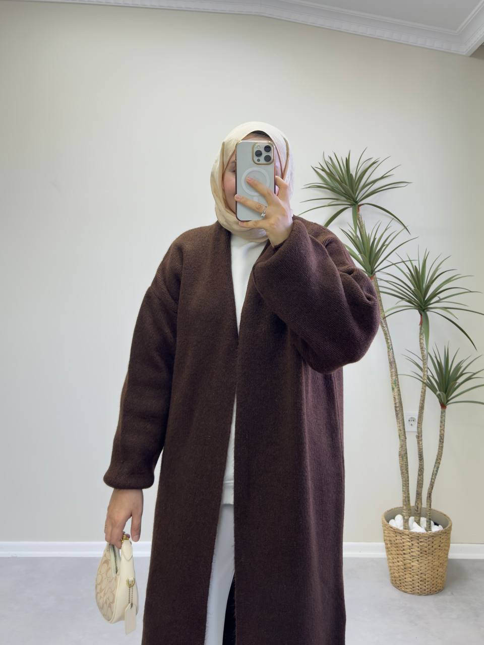 2780 - Uzun Triko Hırka - Acı Kahve