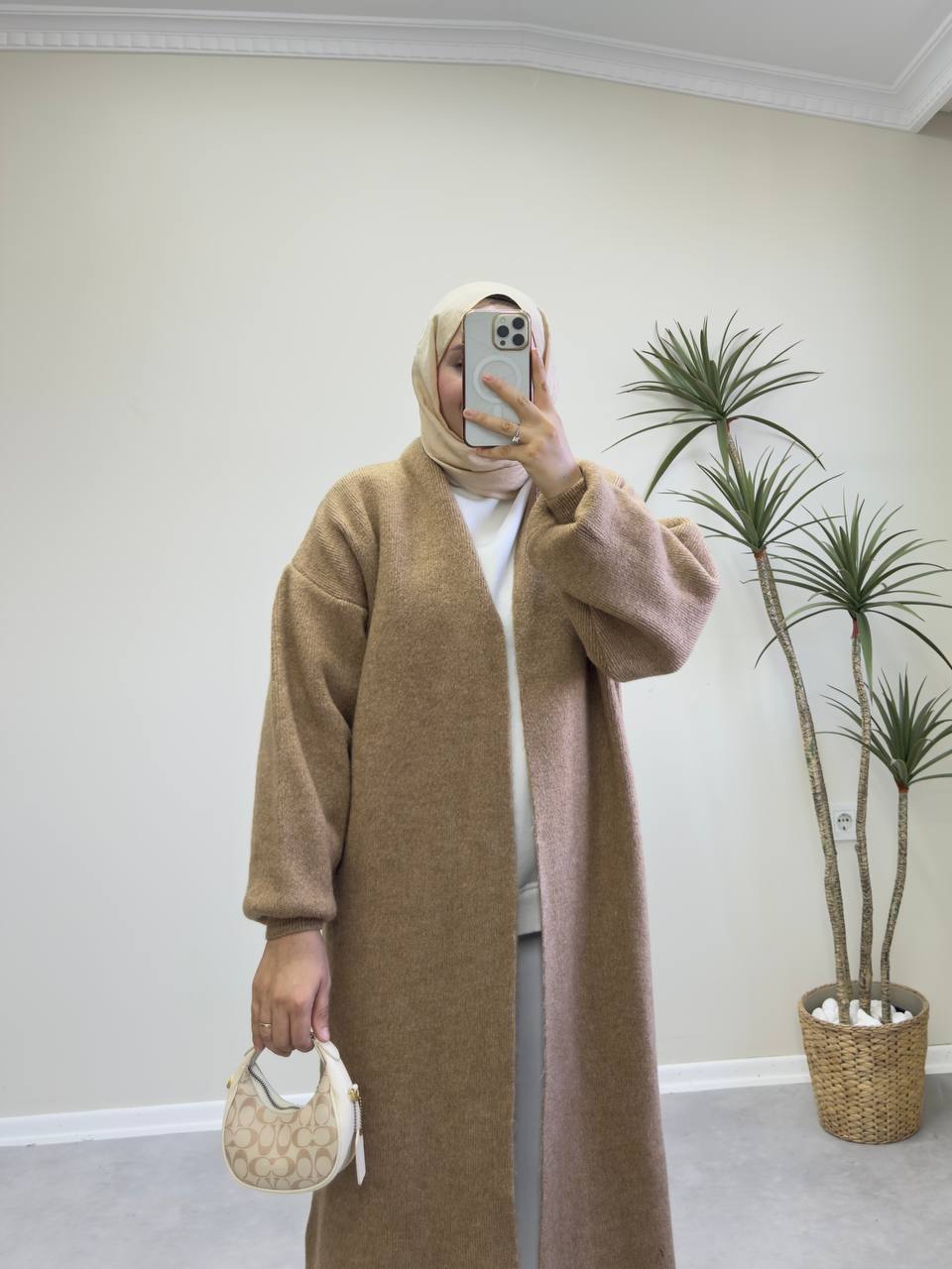 2780 - Uzun Triko Hırka - Camel