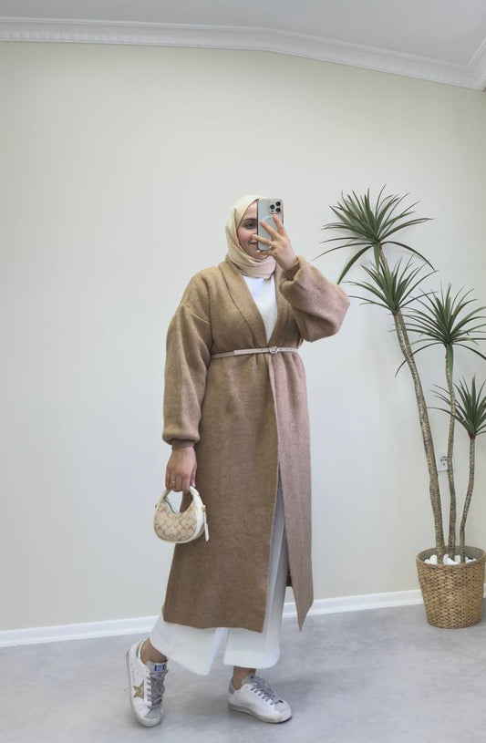 2780 - Uzun Triko Hırka - Camel