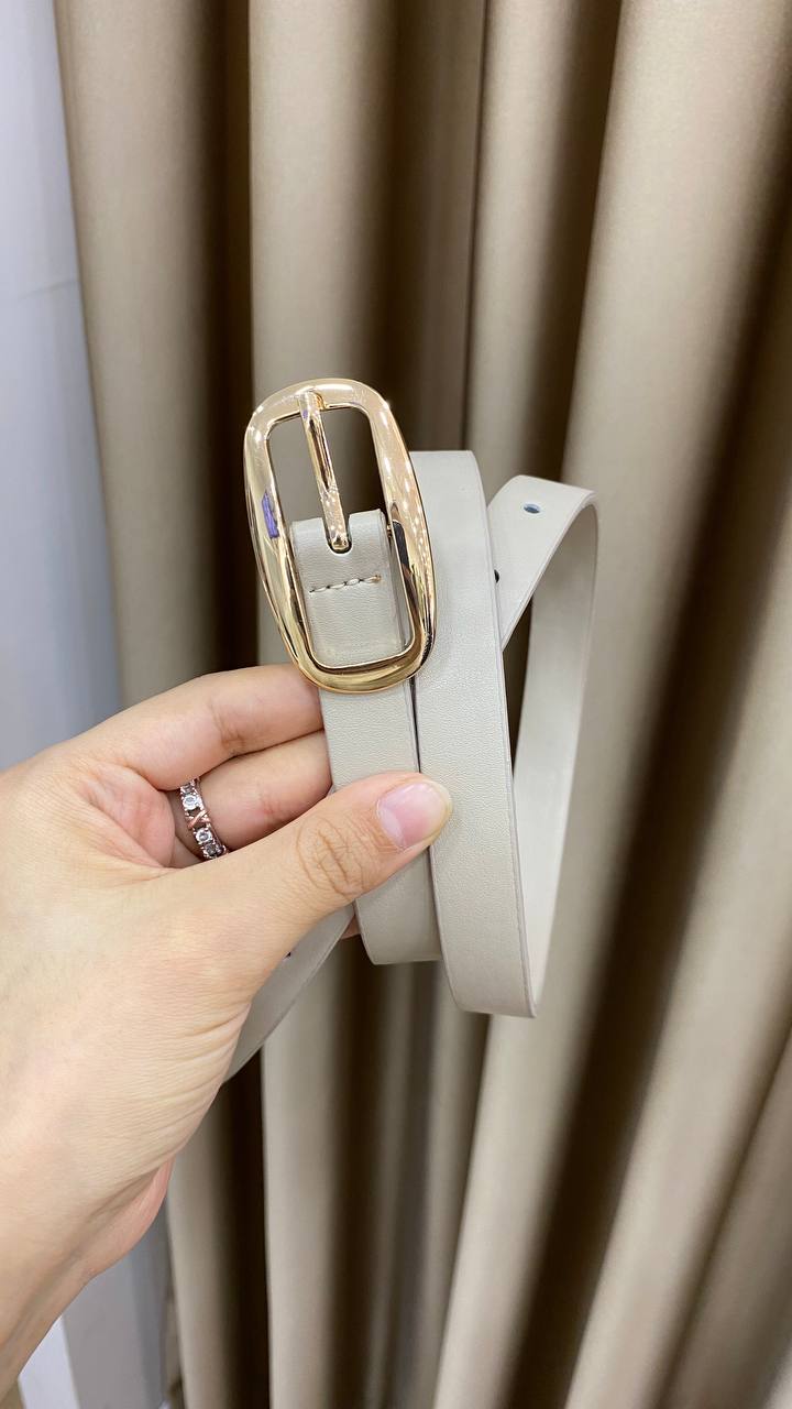 1250 - Gold Tokalı Oval Kemer - Krem