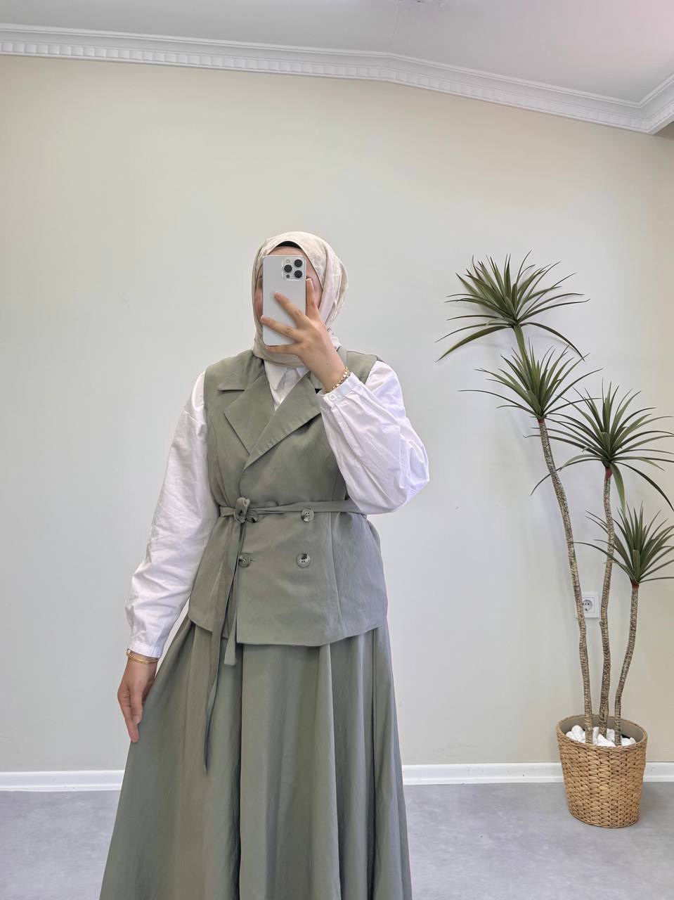 1915 - Yelekli Etek Takım - Haki