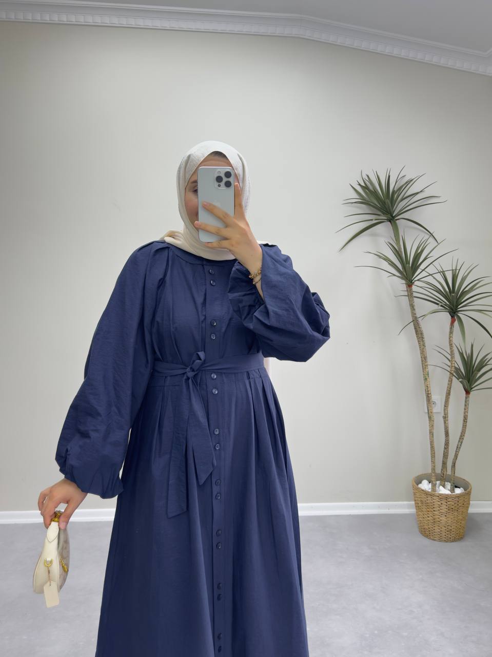 1953 - Düğmeli Paraşüt Elbise - Lacivert