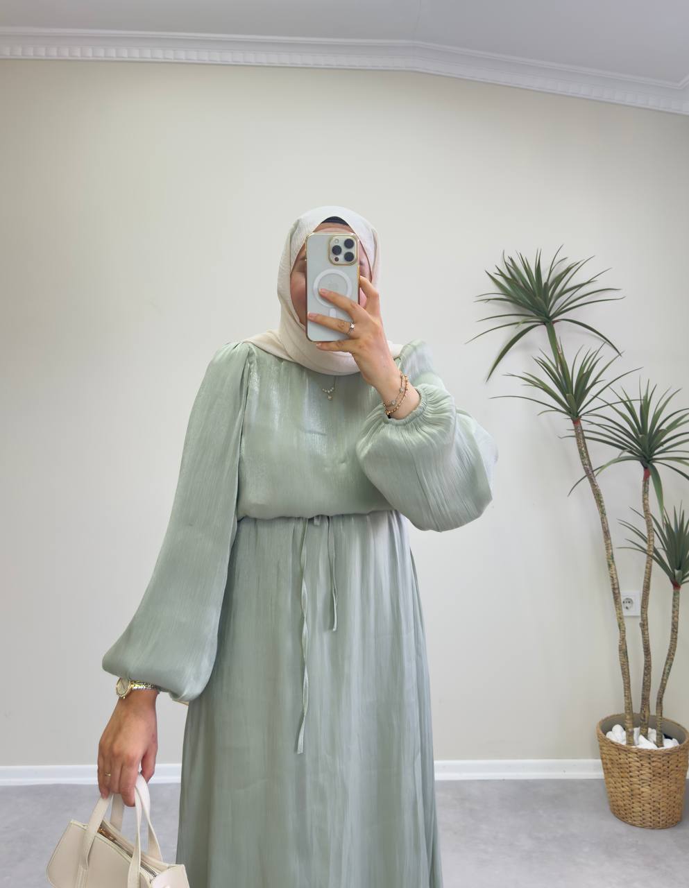2349 - Leydi Elbise -Mint yeşil