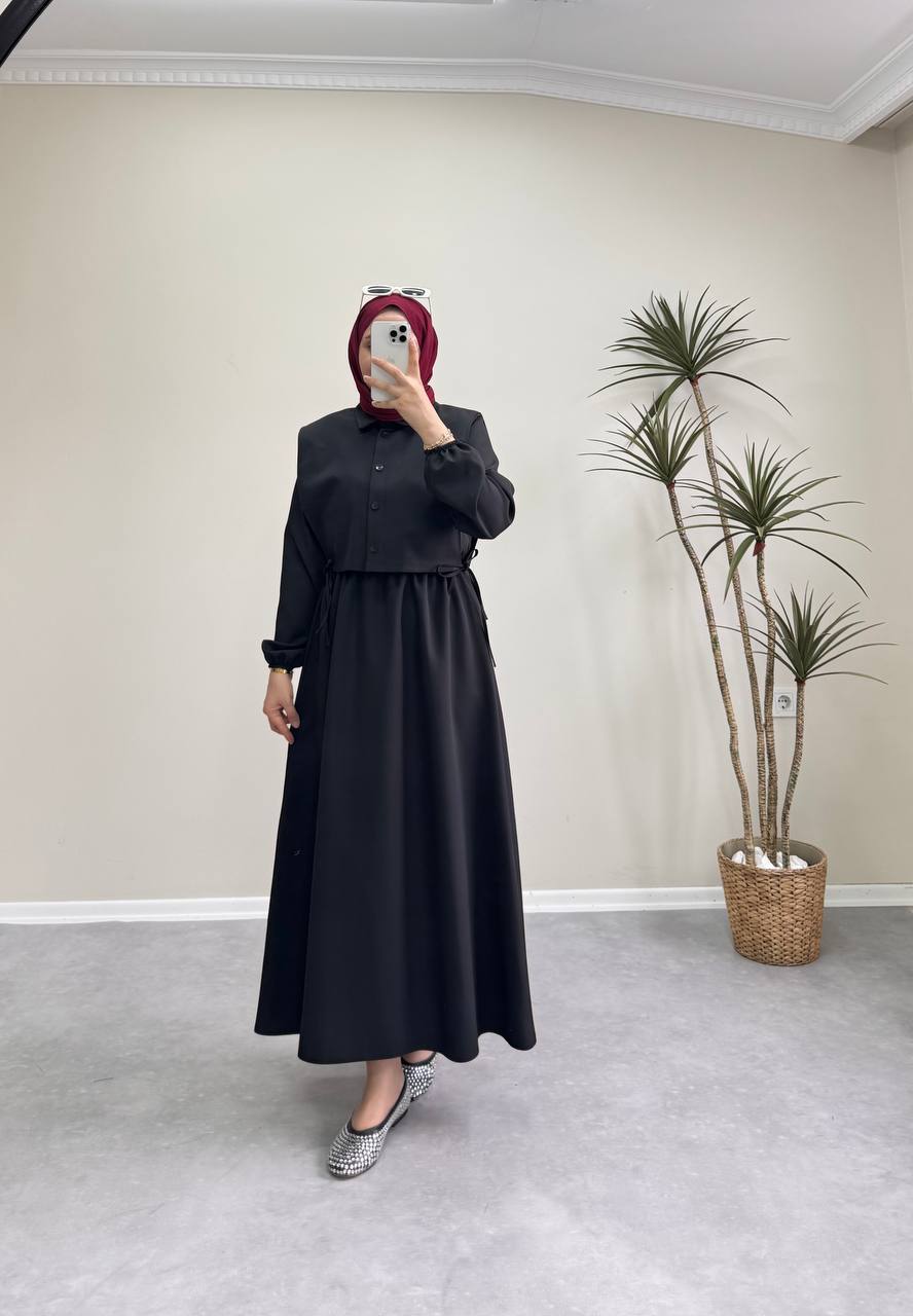 1397 - Yelekli Elbise - Siyah