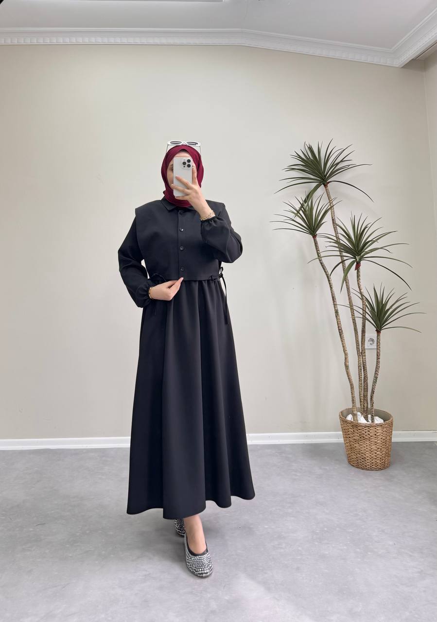 1397 - Yelekli Elbise - Siyah