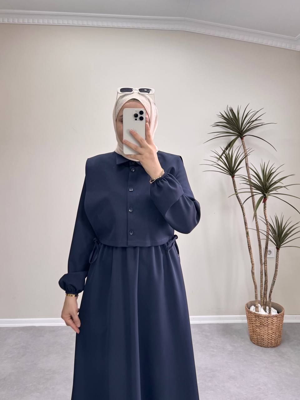 1397 - Yelekli Elbise -Lacivert