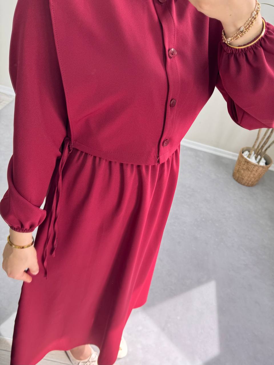 1397 - Yelekli Elbise -Bordo
