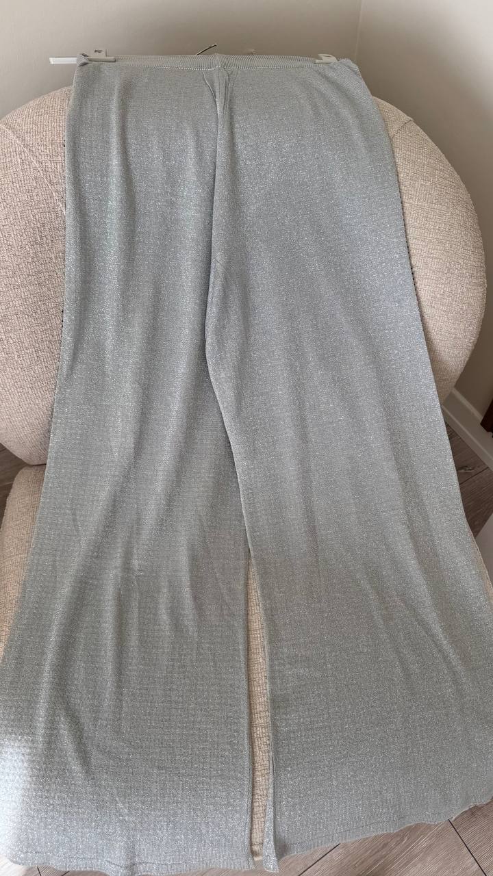 2448 - Taşlı Palazzo Pantolon - Gri