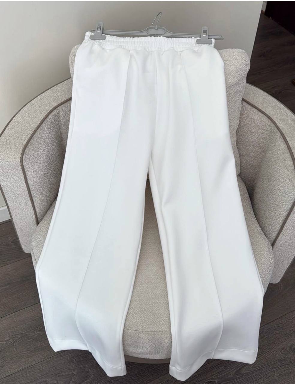 2431 - Uzun Çımalı Pantolon - Beyaz