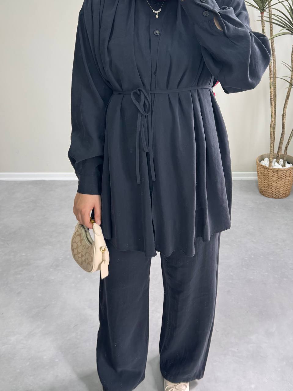 1403 - Tencel Palazzo Takım - Siyah