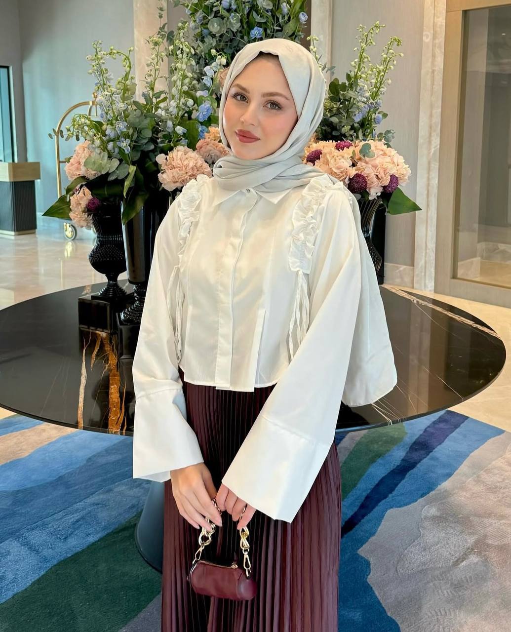 1540 - Omuz Fırfırlı Gömlek - Beyaz