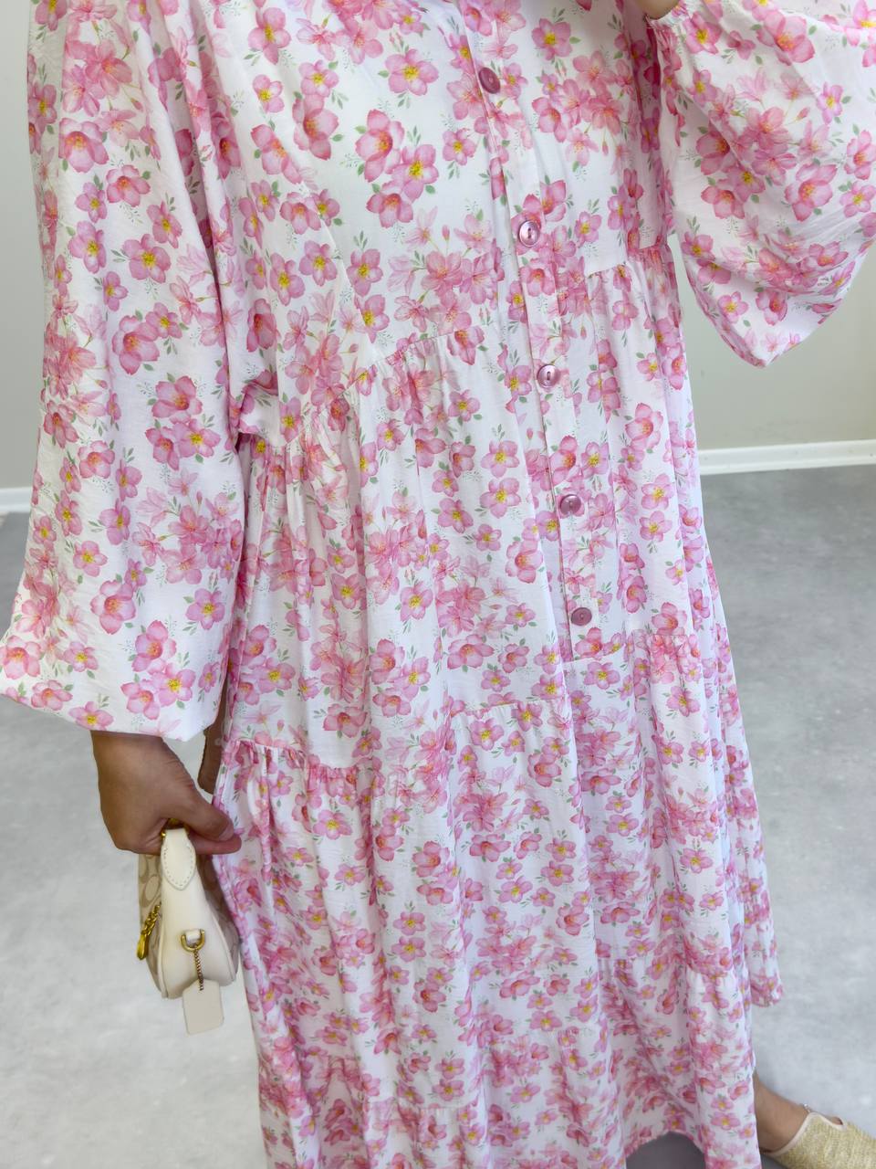 1809 - Bahar Vual Elbise - Pembe