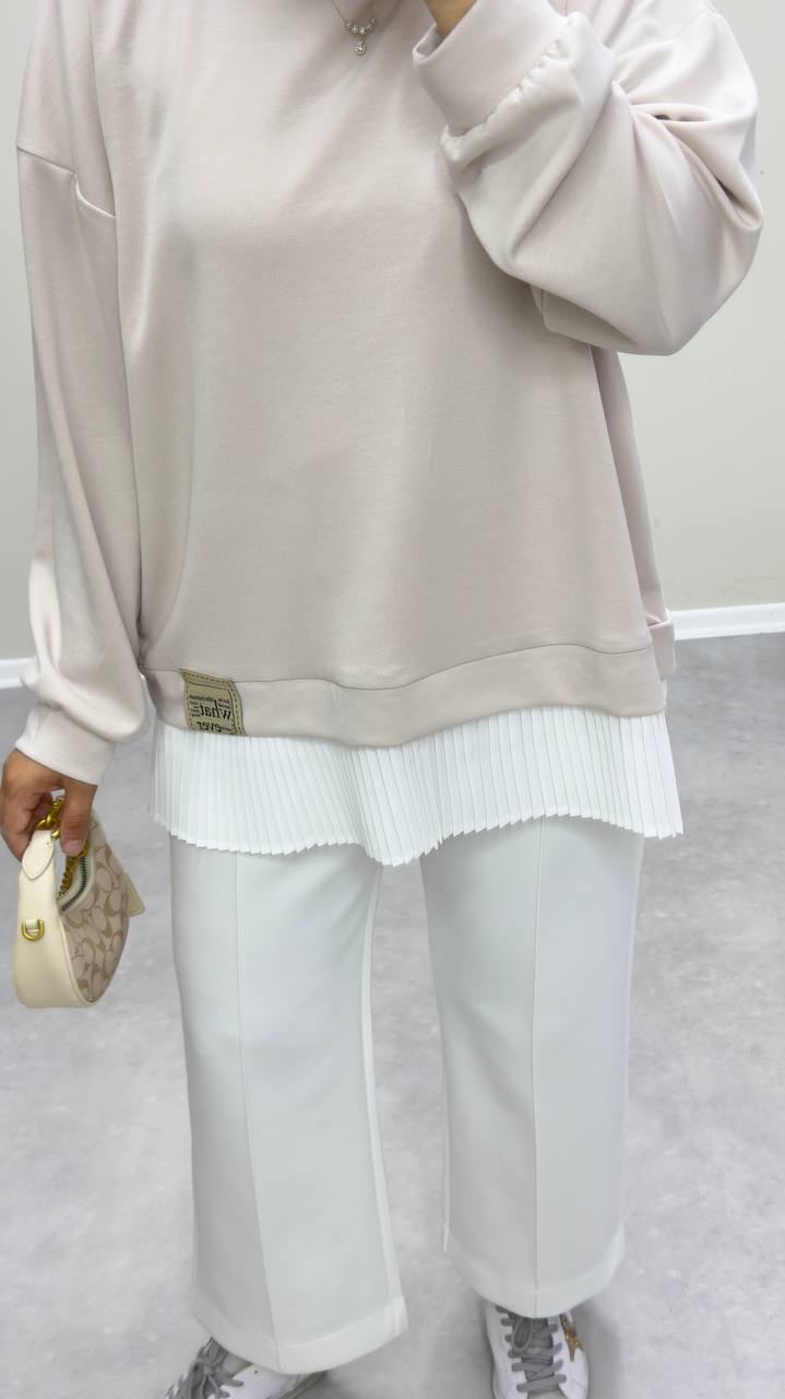 2530 - İçlikli Oysh Sweat - Krem