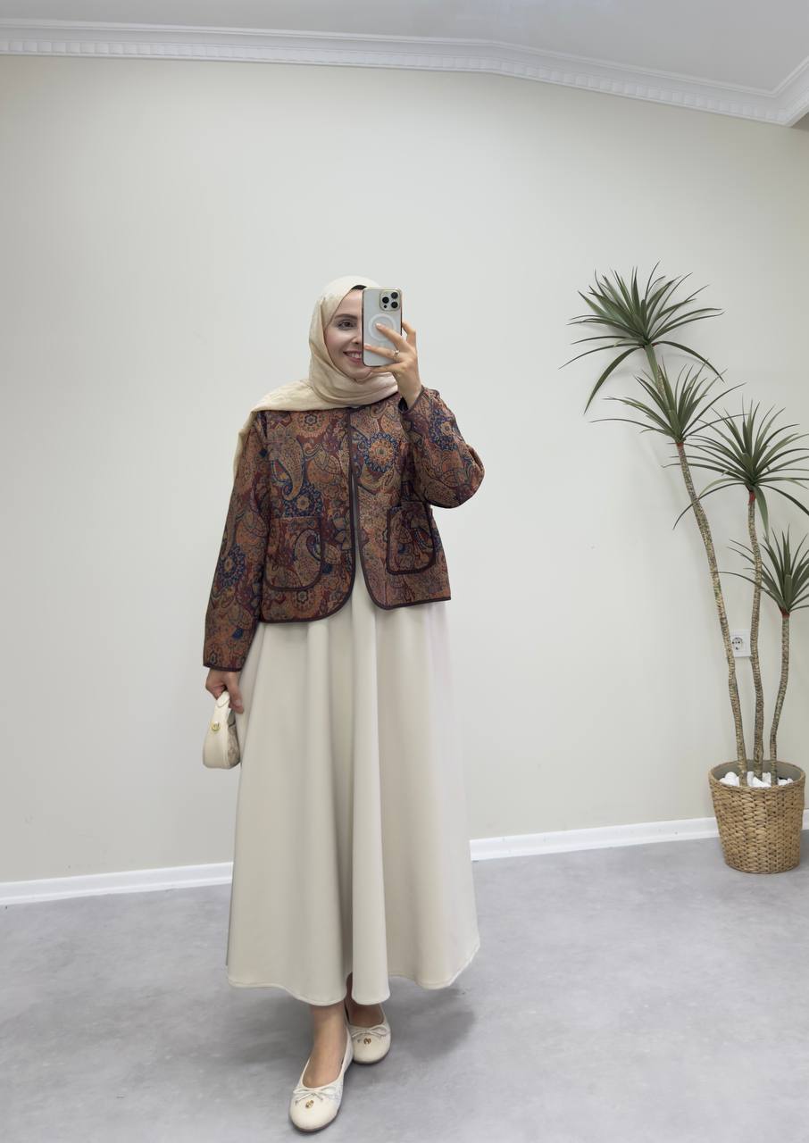 2370 - Jakarlı Ceket - Kahve Etnik