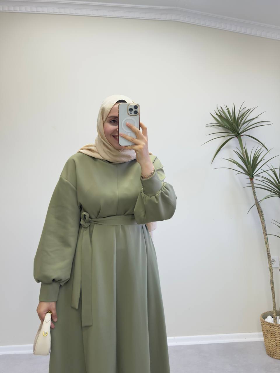 2271 - Scuba Kloş Elbise - Yeşil