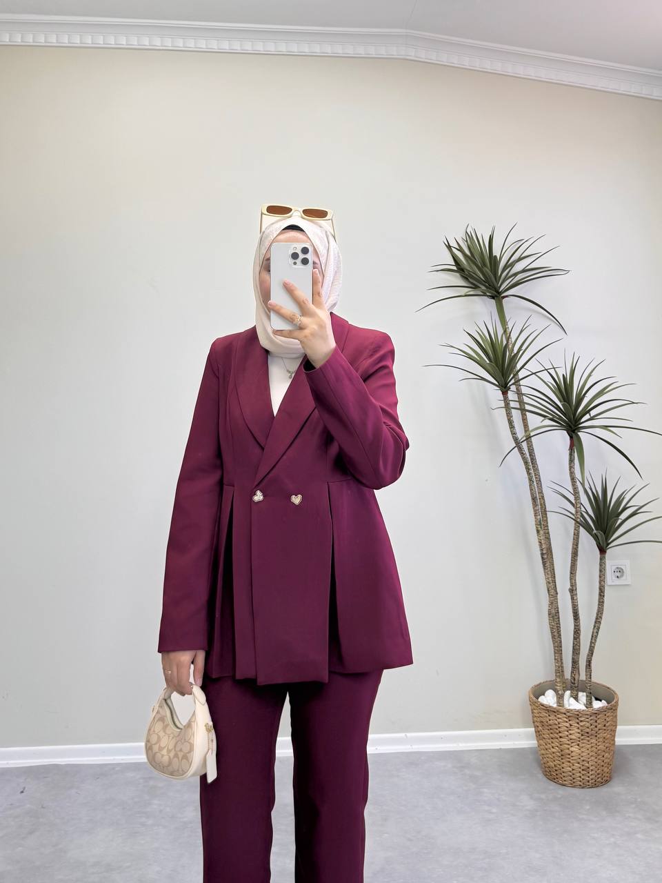 1748 - Bloom Pantolon Takım - Bordo