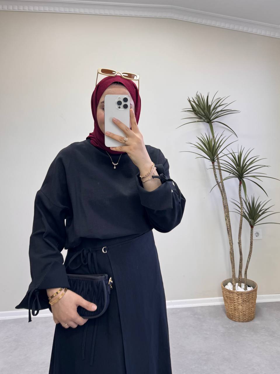 0055 - Çapraz Bağlamalı Etek Takım - Siyah