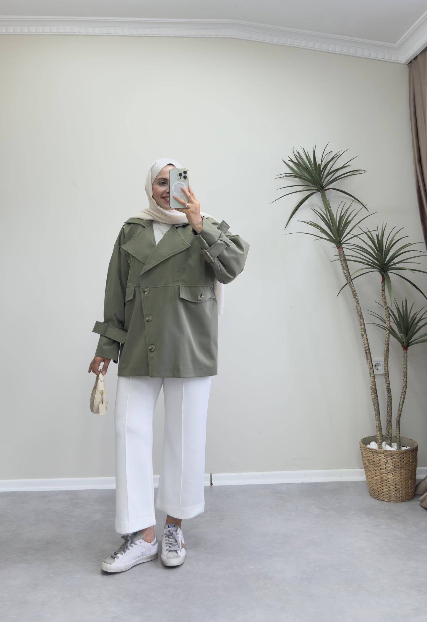 1182 - Düğmeli Trençkot - Haki