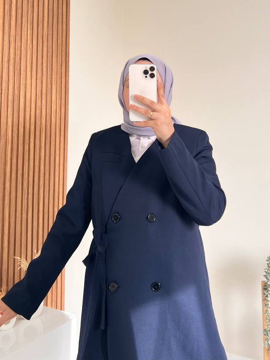 9820 - Yandan Bağlamalı Ceket - Lacivert