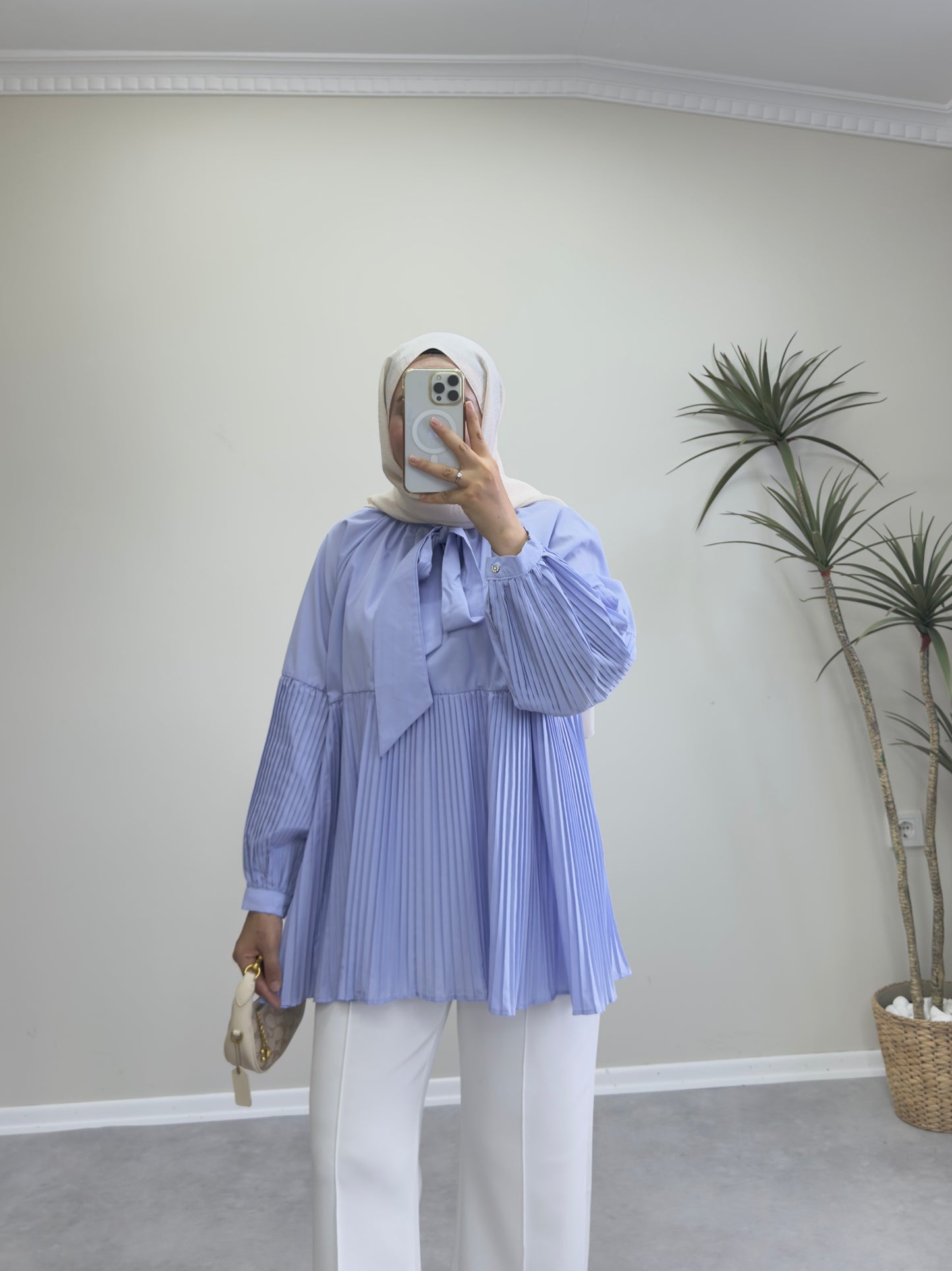 2080 - Kolu Pİliseli Tunik - Bebe mavi