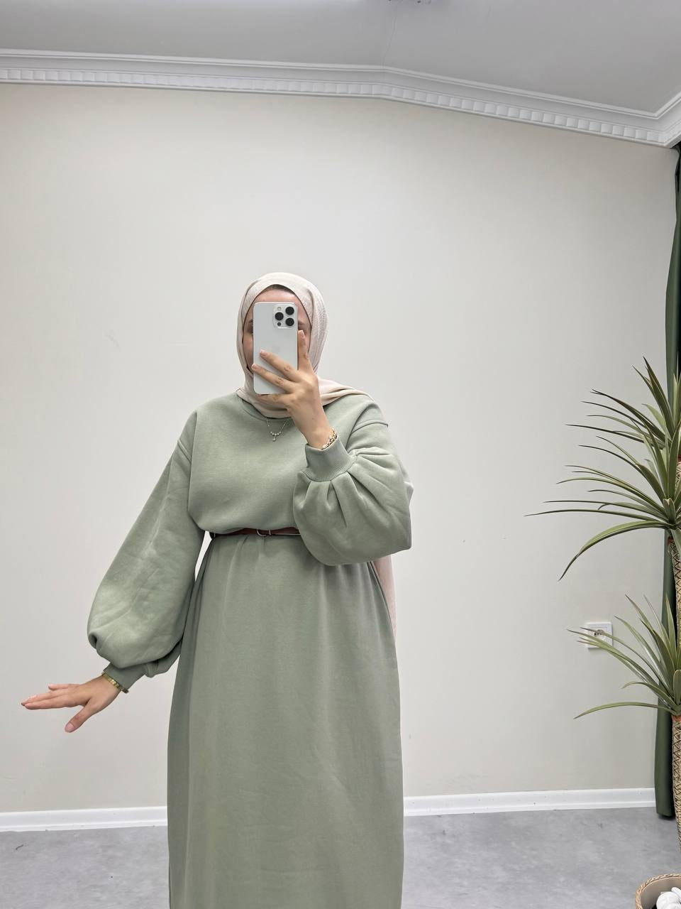0703 - Sweat Elbise -Haki